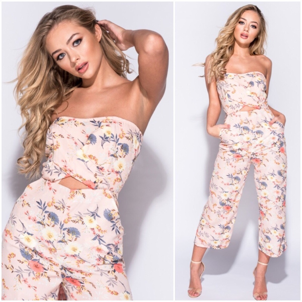 🆕LAST Amelia Pink Floral Bandeau Jumpsuit - Picture 4 of 4